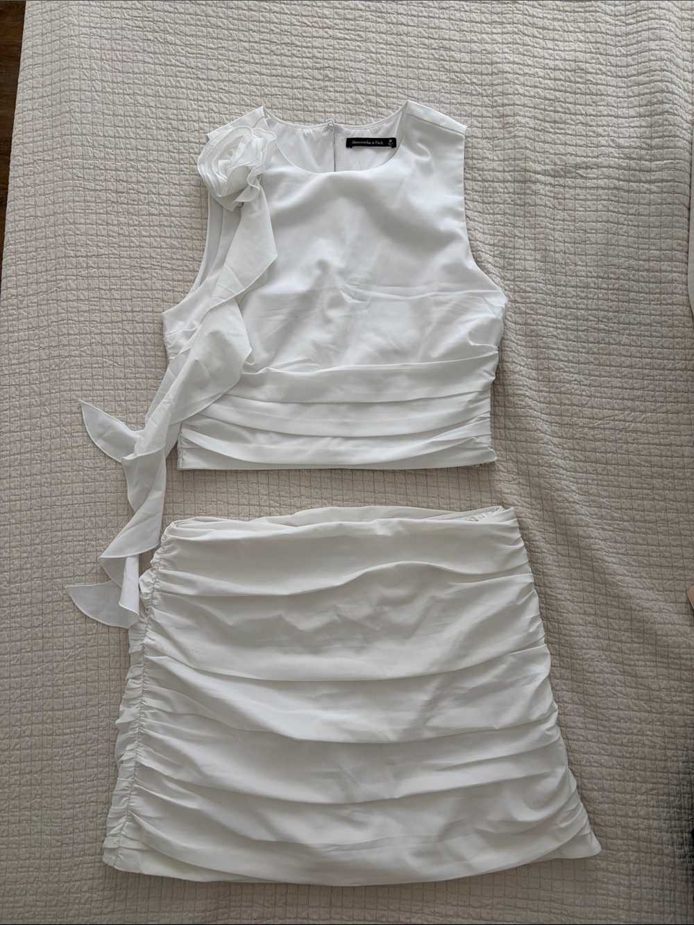 Abercrombie & Fitch White Ruffle Two-Piece Skirt Set
